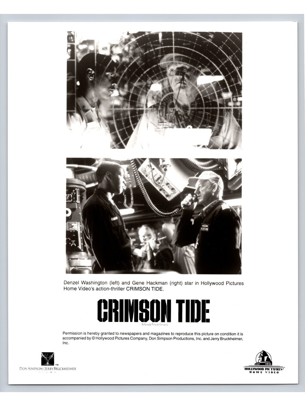Crimson Tide Movie Photo Denzel Washington Photo 8 x 10 Photograph